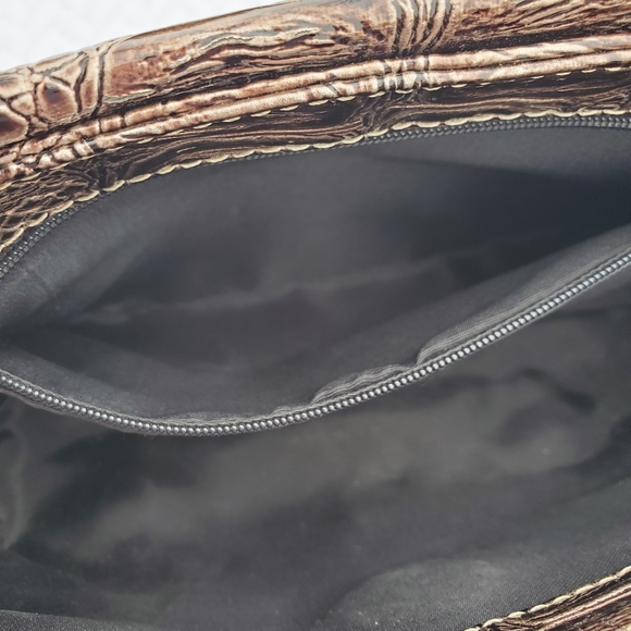 GUESS Portocall Mini Brown Alligator Embossed Baguette Handbag - Picture 9 of 16